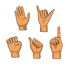 set of hand gestures or hand sign vector illustration