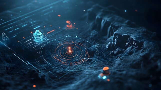 Close up view of a ground penetrating radar display showing a detailed visualization of underground structures utilities and other subsurface features