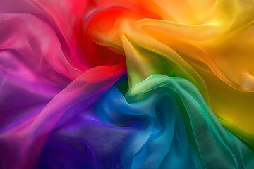 Obraz premium Happy pride month background with rainbow fabric.