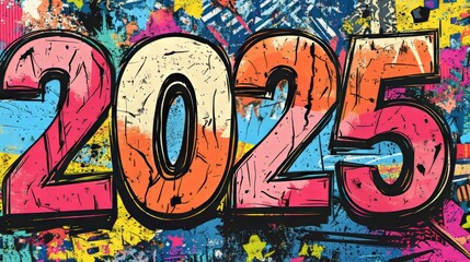 Naklejka premium 2025年のニューイヤーサイン