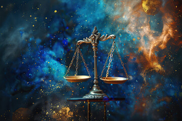 Astrological composition with concept of Libra zodiac sign symbol