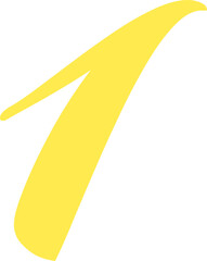 Yellow Handwrite Number 1 Type Vector Illustration