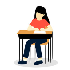 student reading a book vector illustration