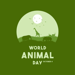 Vector Illustration of World Animal Day. October 4. Animals silhouette.