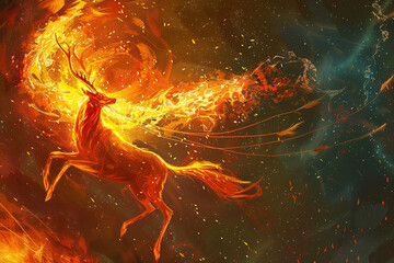 Astrological composition with concept of Deer zodiac sign symbol