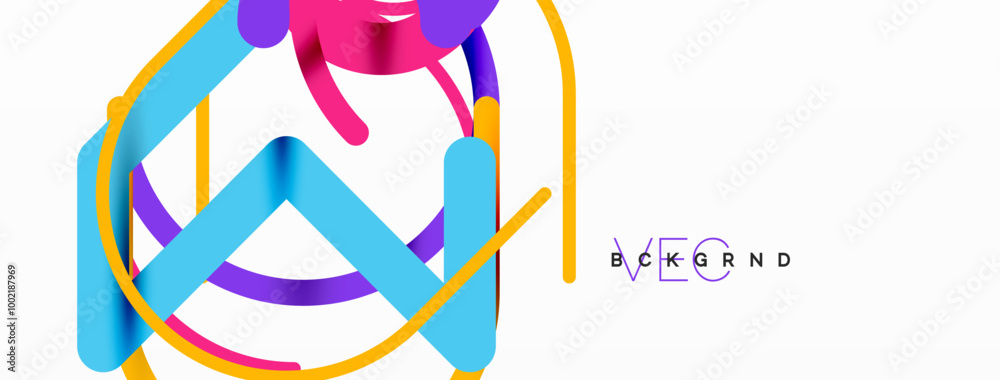 Poster Abstract background. Circles and colorful round shape lines. Linear geometric minimal design