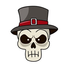 skull with hat vector illustration