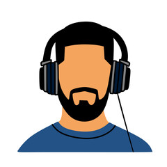 Obraz premium man with headphones in podcast vector illustration