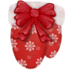 Christmas Gloves cute hand drawn isolated on a transparent background for Christmas and New Year holiday, baubles for Christmas project.