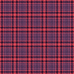 Commercial tartan background fabric, gingham vector seamless textile. Repetition texture check plaid pattern in dark and pink colors.