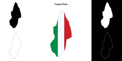 Fauglia (Tuscany) outline map set