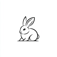 Obraz premium A charming illustration of a cute bunny in minimalistic style, perfect for animal lovers and children's designs.