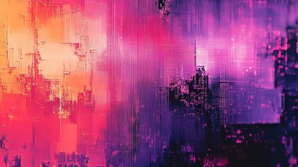 Abstract Pixel Background with Horizontal Distortion and VHS Effect - Color Digital Noise and Glitch Texture in Retro VHS Quality