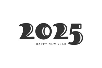 Happy New Year 2025 typography template calendar cover. Vector design for poster, banner, greeting card and invitation.