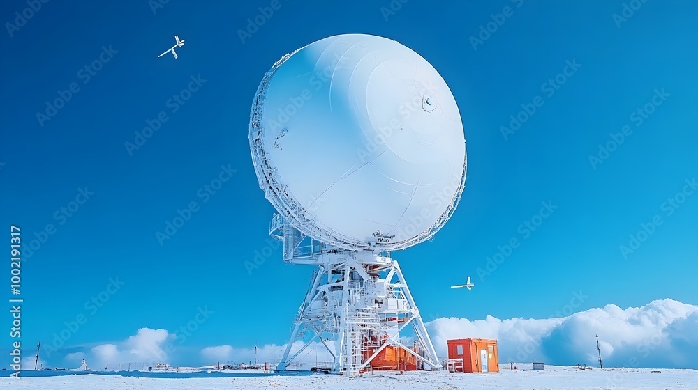 Aufkleber Detailed Close up of a Radar Device Used in Aerospace Applications for Monitoring and Tracking High Altitude Flights and Aircraft