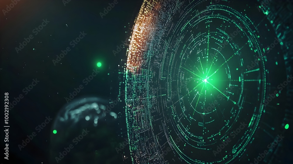 Aufkleber detailed closeup view of an aircraft detection radar screen displaying bright green blips against a 
