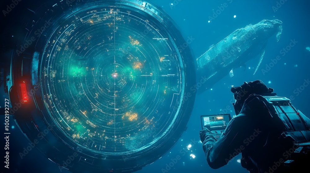 Poster detailed radar screen displaying critical information for maritime navigation including the location