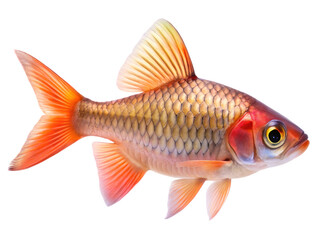 Fototapeta premium Rosy Barb (fish) swimming, isolated on a transparent background