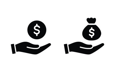 hand holding money dollar icon vector	