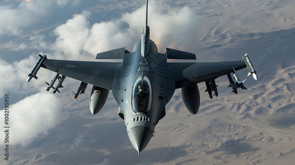Poster Dramatic scene of a fighter jet performing a high speed barrel roll maneuver to evade enemy gunfire during an intense aerial combat simulation