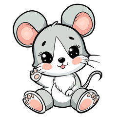 Image of a cute mouse sitting and happy