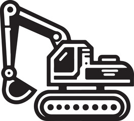 black outlines excavator icon silhouette design vector art illustration