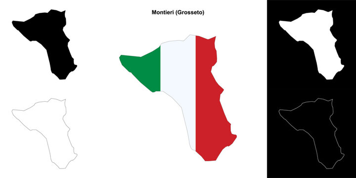 Montieri (Tuscany) outline map set