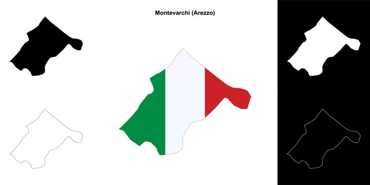 Montevarchi (Tuscany) outline map set