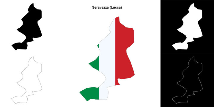 Seravezza (Tuscany) outline map set