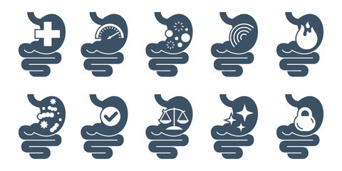 Health of stomach and digestive - flat icons set © Dmitry Kovalchuk