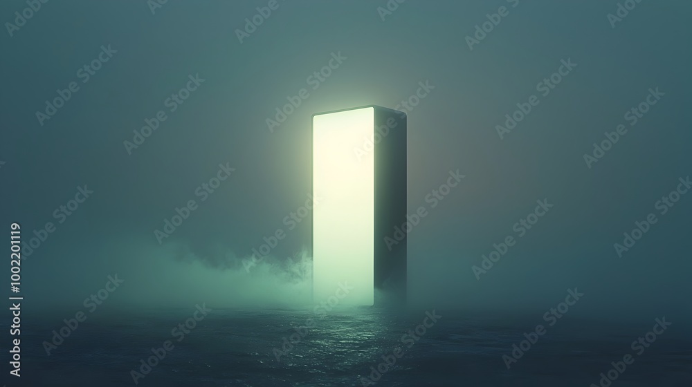Aufkleber Glowing Smartphone Enveloped in Swirling Mist   A modern digital device shrouded in an ethereal mysterious fog with a soft luminous glow emanating from its surface