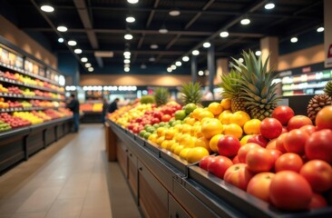 Large fruit section in a supermarket. Generative AI tools