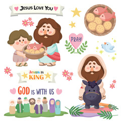 Cartoon Jesus Illustration Jesus Christ story for kids Christianity and Catholicism Clip Art
