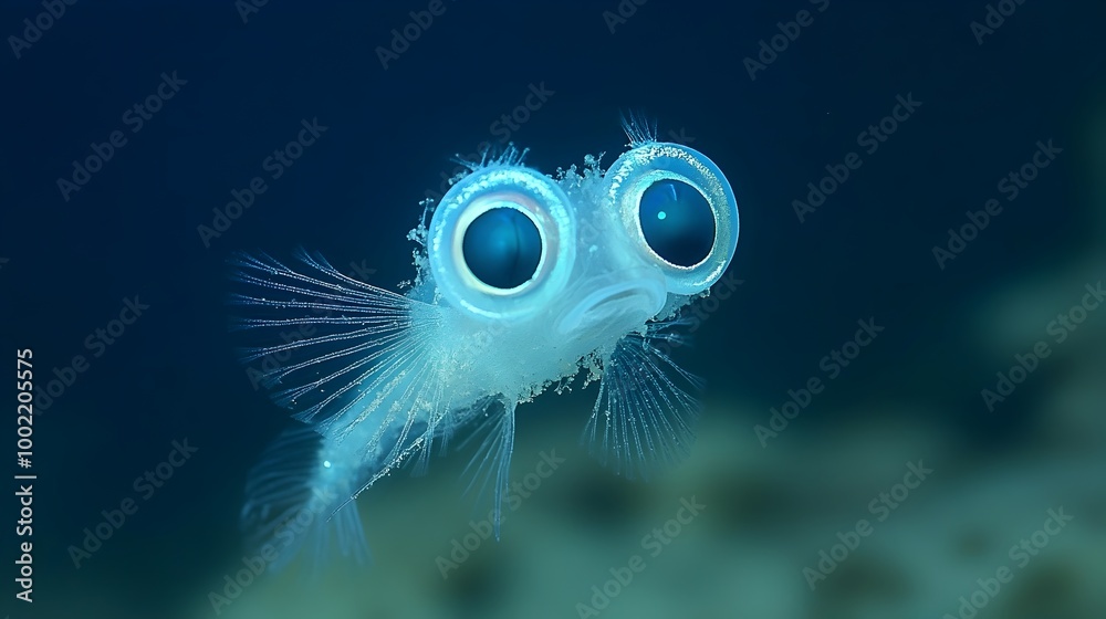 Aufkleber mesmerizing metallic hatchetfish with glowing eyes in the deep sea close up view of a deep sea hatch