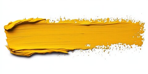 Fototapeta premium Yellow Paint Stroke Isolated on White Background