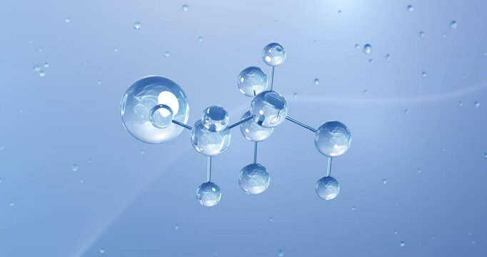 Sodium lactate rotating molecular structure, 3d model of molecule, e325, looped video
