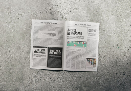 Mockup Of Customizable Vertical A4 Open Newspaper