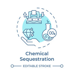 Chemical sequestration soft blue concept icon. Carbon capture, processing. Industrial byproducts. Round shape line illustration. Abstract idea. Graphic design. Easy to use infographic, presentation
