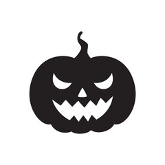 Halloween pumpkin silhouette isolated on white background.