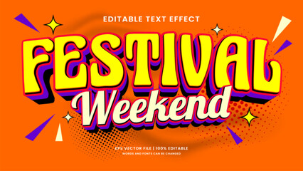 Festival weekend retro 90s editable text effect