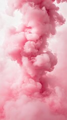Fototapeta premium Pink smoke cloud on white background, abstract