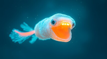 Striking close up of a captivating gulper eel showcasing its mesmerizing glowing tail elongated body and wide open mouth   a rare and fascinating deep sea creature that fascinates and inspires wonder