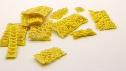 Colorful crackers or krupuk unfried isolated