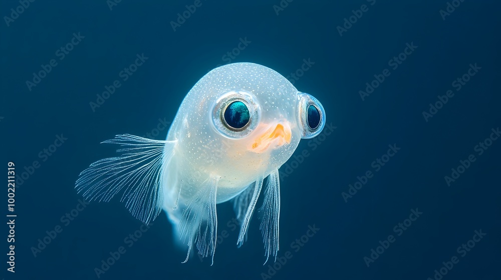 Poster stunning close up view of a barreleye fish revealing its transparent head that allows its upward fac