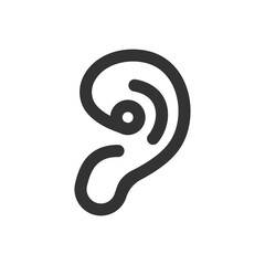 Ear Icon for Hearing, Listening, and Audio. Black Ear logo, Black Ear icon, Ear stroke icon vector illustration