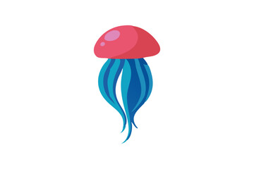 Cute Jelly Fish vector art illustration