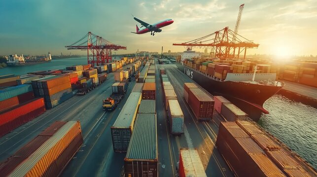 A time-lapse of goods being loaded onto different modes of transportation, ready for worldwide shipping.