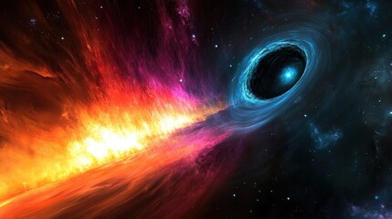 Obraz premium Colorful Chaos Emitting from a Black Hole