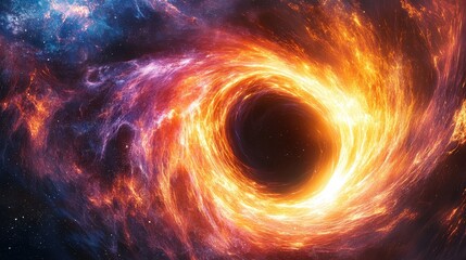 Obraz premium Colorful Emission from a Black Hole in Space
