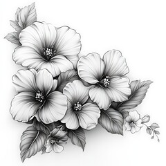 Floral border design with hand-drawn vector flowers and vines 